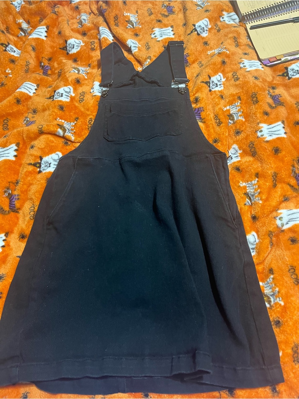 Hot Topic Black Denim Overall Dress With Pockets